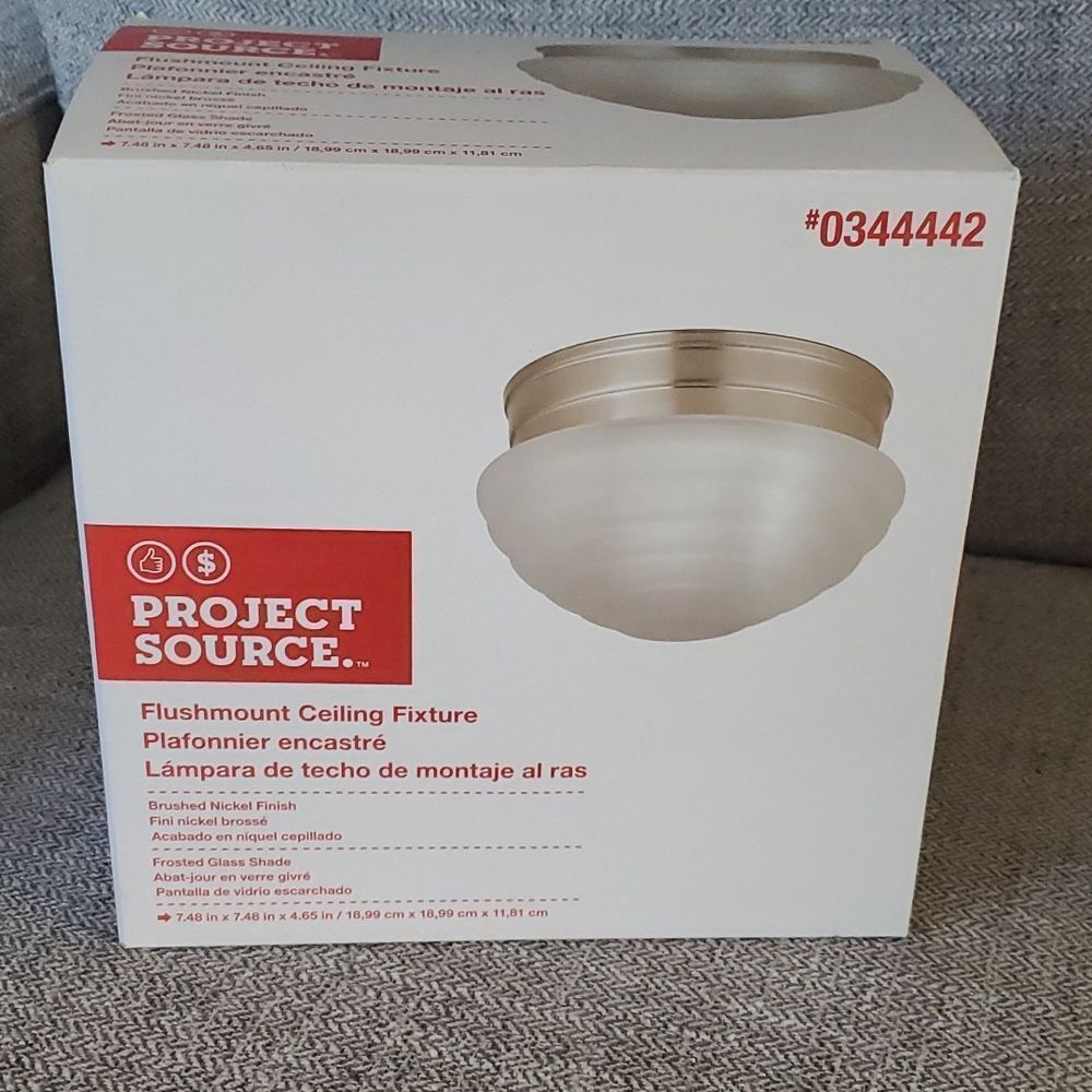 NEW Ceiling light, flush mount project source 7.5" silver, chrome, nickle